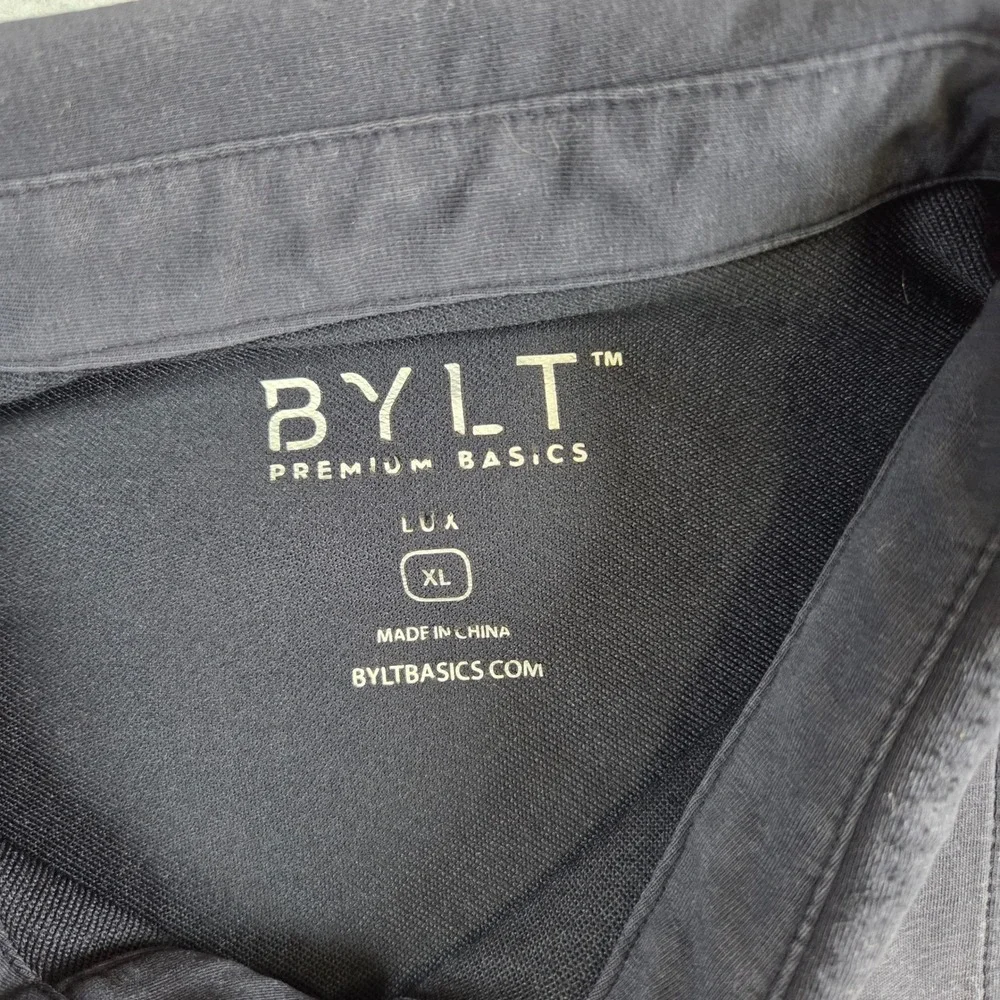 BYLT Lux Polo Shirt Mens XL Black Short Sleeve Performance Athletic Fit